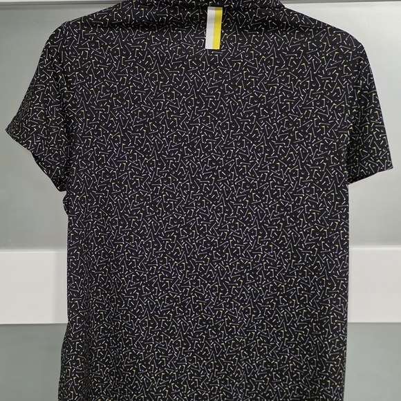 Rhoback Black Short Sleeve Polo with Micro Confetti Print - Picture 4 of 4